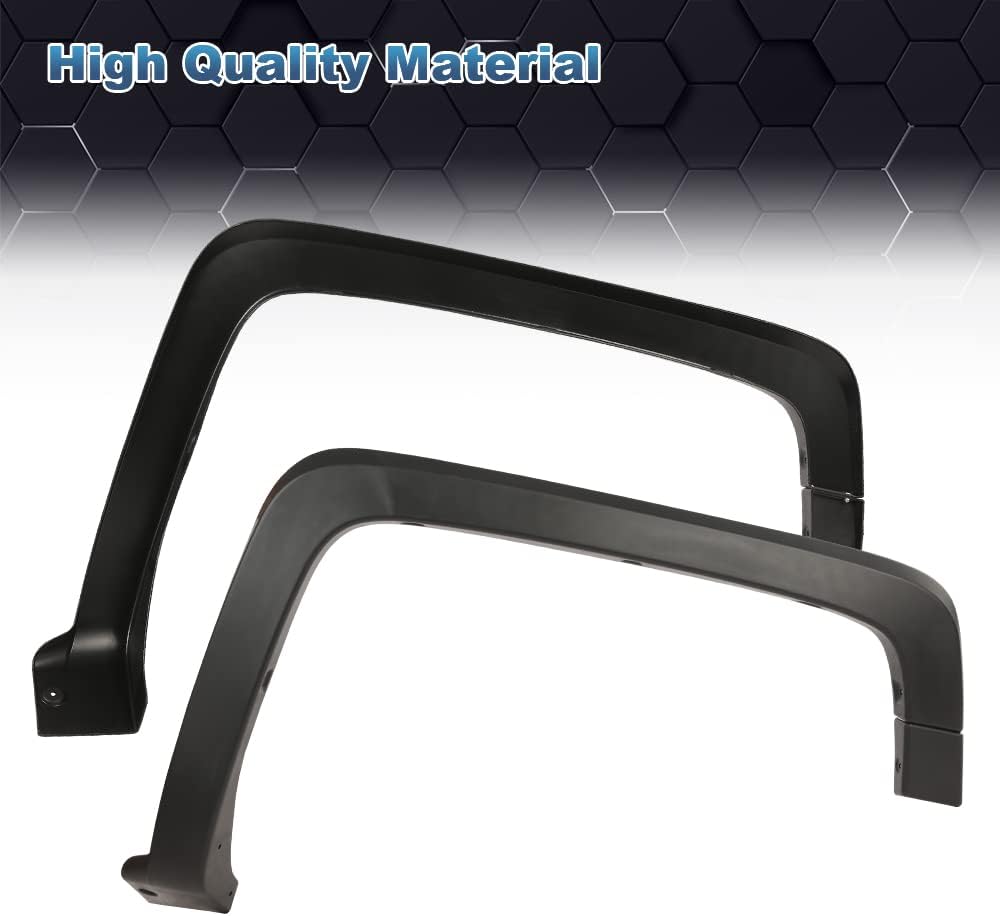 PIT66 Fender Flares Compatible with Chevy Silverado 1500 2014-2018 | Fit Silverado 2500HD 3500HD 2015-2019 (Only fit models with fleetside bed.Not for dually models) Textured Factory Style 4Pcs