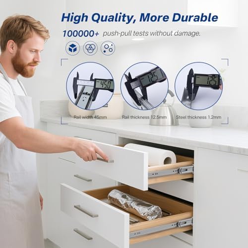 6 pairs 22 inch soft close drawer slides shown in use