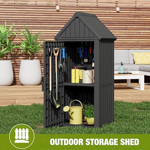 outdoor storage shed, waterproof storage cabinet with ample, close-up detail