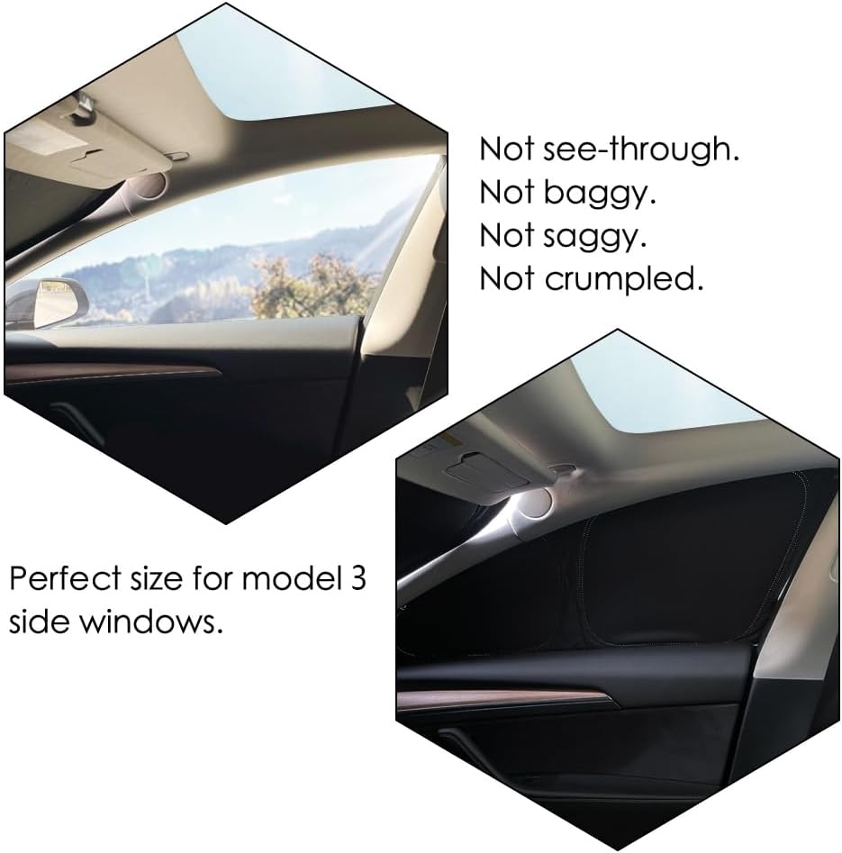 TESBEAUTY 8-piece Camping Privacy Curtain Especially Designed for Tesla Model 3, Upgraded 5-Layer Thickness Camping Shades, Windshield Cover, Sunshades, Camping Screens UV Blocker Foldable 100% Fit