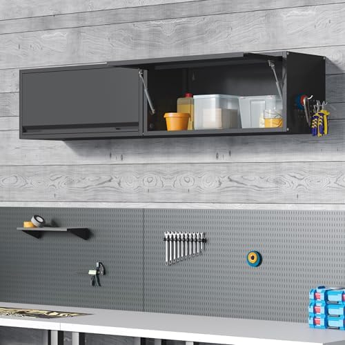 coolsun metal wall cabinet, 12.6" h garage wall shown in use