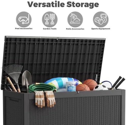 350 gallon outdoor storage box, extra large waterproof, front angle view