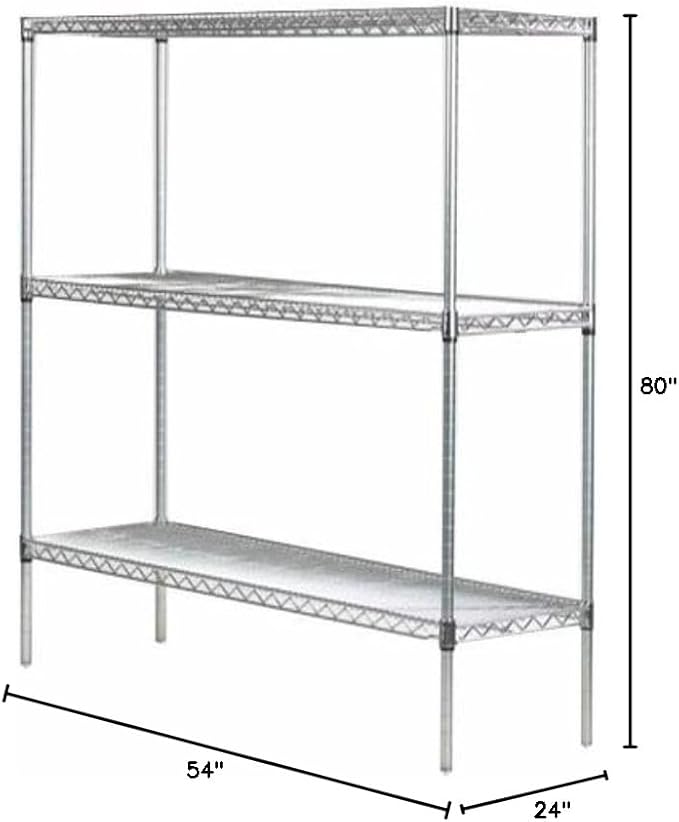 Omega 24" Deep x 54" Wide x 80" High 3 Tier Chrome Starter Shelving Unit - Image 2