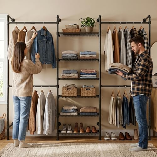 f3 wall mounted closet system, industrial pipe clothing, view 9
