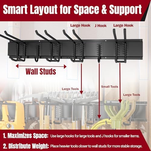 99" garage tool organizer wall mount, 28 pack showing dimensions