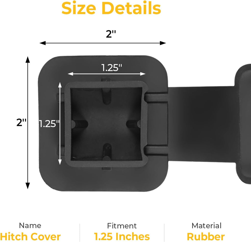 BougeRV 1 1/4 Inch (1.25 Inch) Trailer Hitch Cover Plug Insert Rubber Hitch Plug Fits 1.25 Inch Receivers