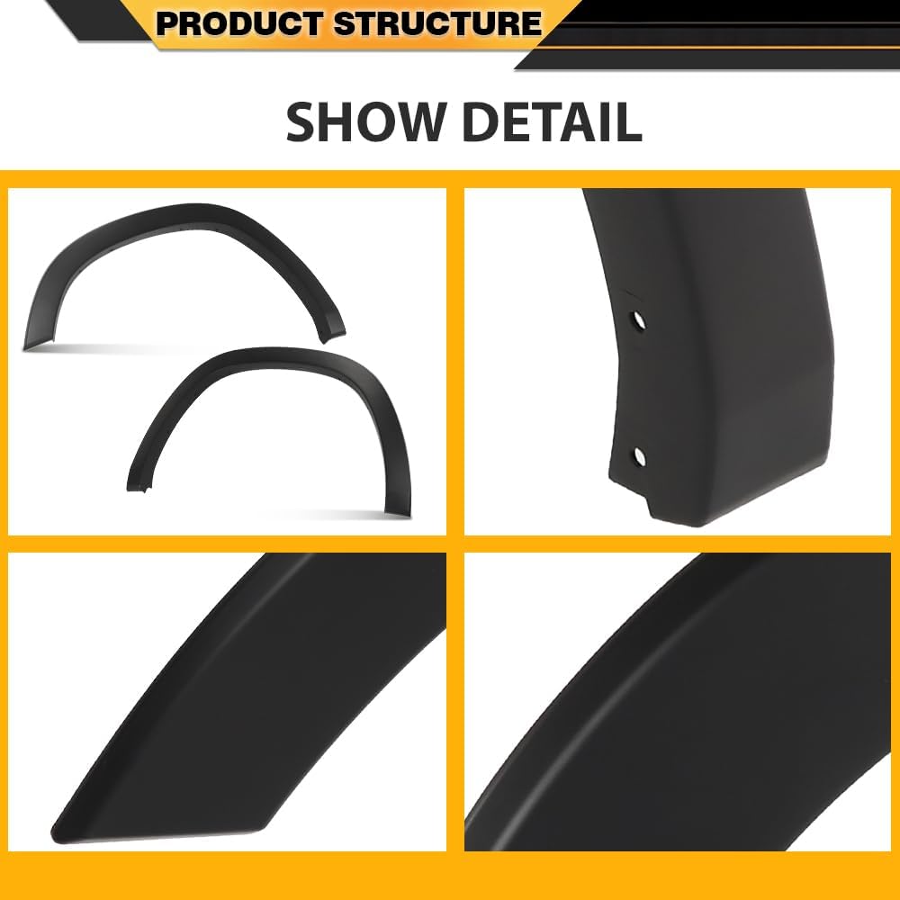 CNNELL Factory Style Fender Flares 4Pcs Compatible with Dodge Ram 1500 2019-2024, Not Fit 1500 Classic & Rebel & TRX Models Wheel Fender Arch Molding Trim Set Black