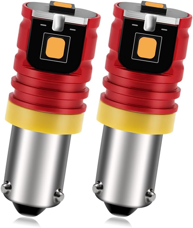 Ruiandsion BAX9S Yellow LED Bulbs 2-Pack, Fits H6W 64132 38161, 10-30V for Instrument Panel, Gauge Cluster, Parking City & Dashboard Courtesy Lights