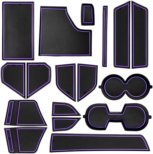 Customized Liners for Nissan Sentra Accessories 2020-2022 2023 2024 2025 3D Cup Holder Insert Liner Center Console Liner Door Pocket Mats Inserts Non-Slip Mats Pad 17-PC Set (Purple Trim)