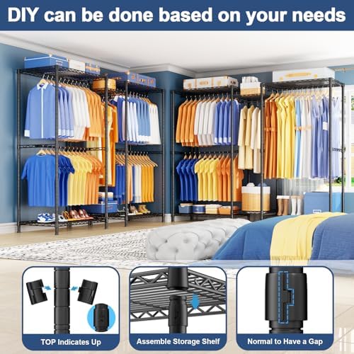 ulif e12 pro clothes rack，heavy duty freestanding garment, side view