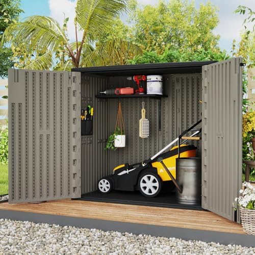 zzm 37 cu.ft outdoor storage shed with floor shown in use