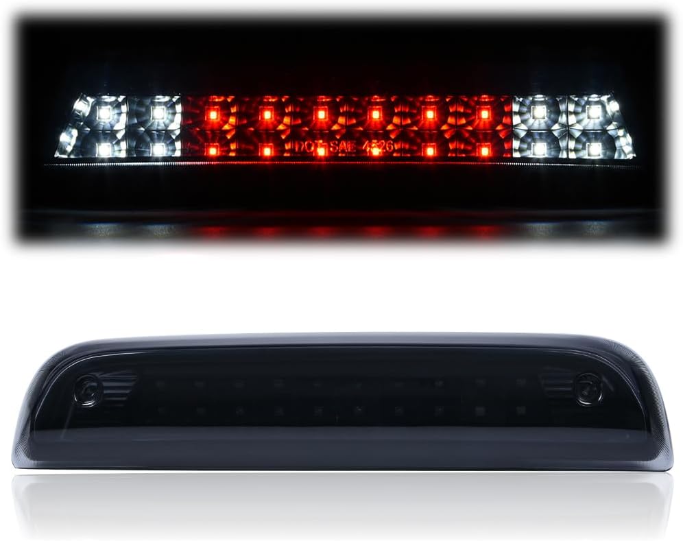 LQI LED 3rd Rear Brake Light Cargo Lamp Compatible with Chevy Silverado/GMC Sierra 1500 2500HD 3500HD 2014-2018 High Mount Stop Light Lamp, Smoky Lens Black Housing