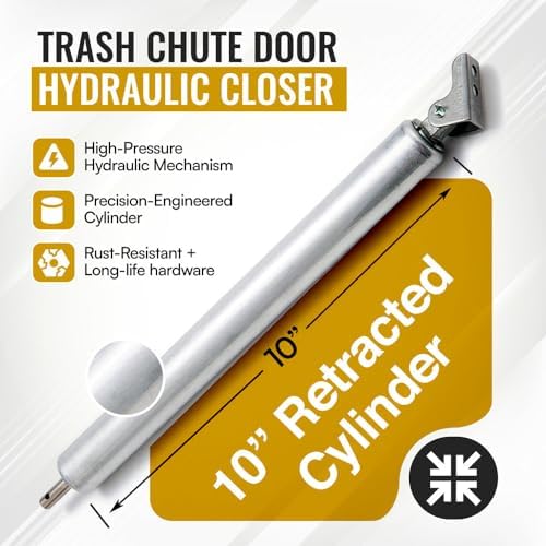 trash chute door hydraulic closer. 10 inch retracted shown in use