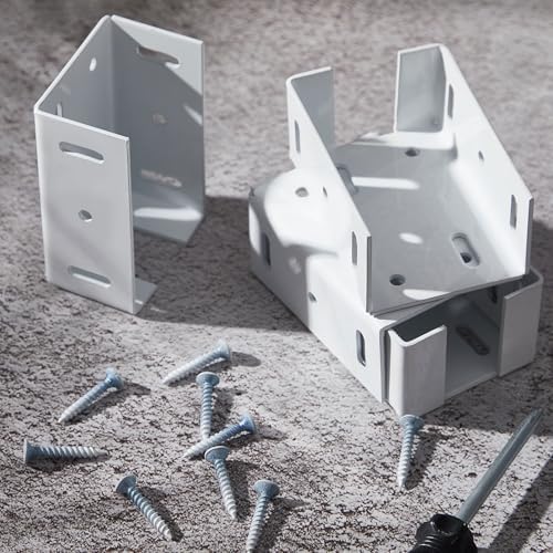 hicarer 16 pcs aluminum vinyl fence brackets with on a desk or shelf