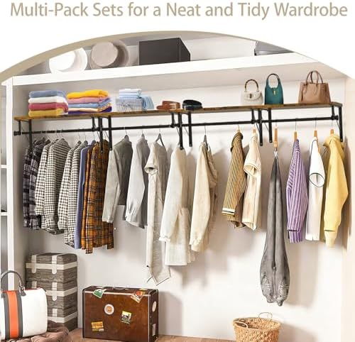 wall mounted shelf with hanging rod, laundry room on a desk or shelf