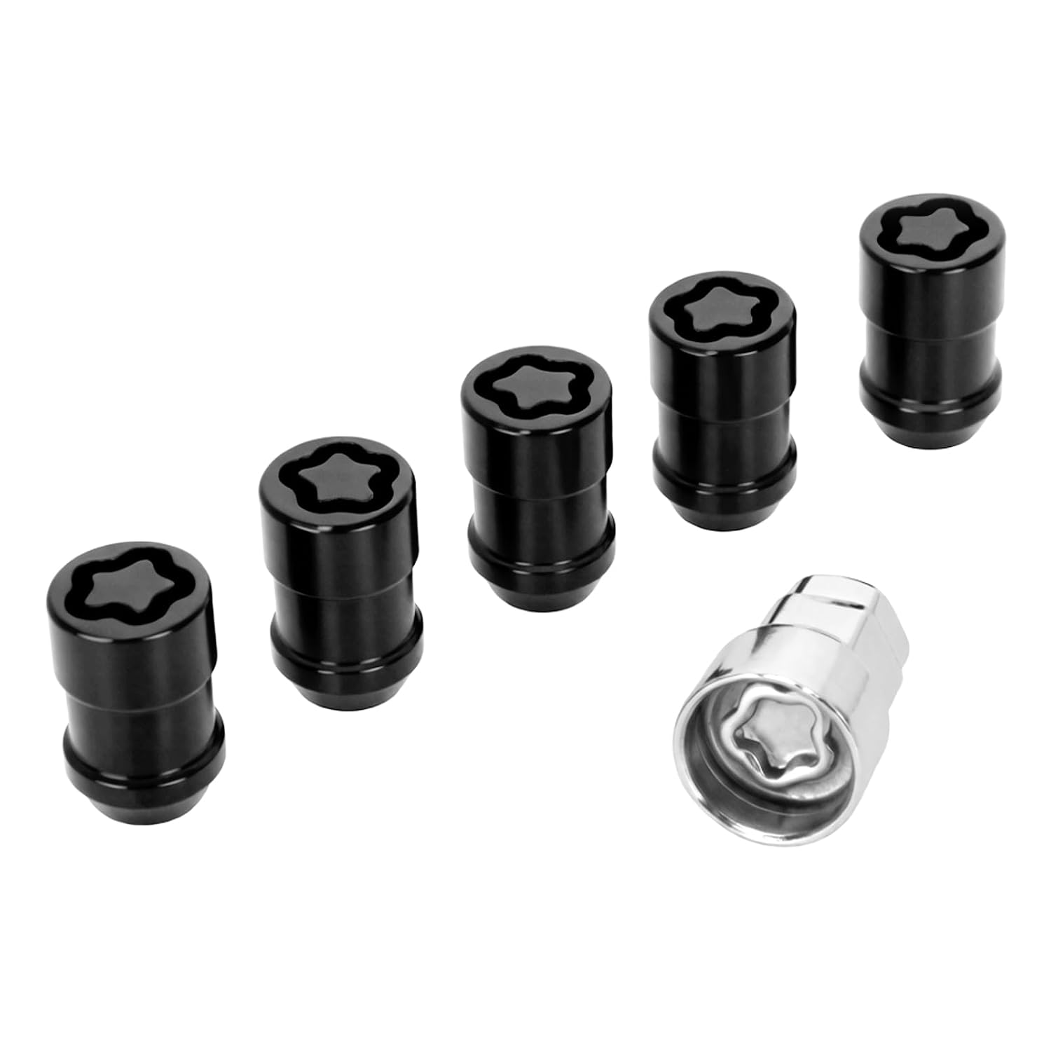 24526 Wheel Lock Lug Nut M12x1.5 Anti Theft Fit for 1991-2002 Chevy S-10 Blazer 2 Door & 1991-2002 GMC S-15 Jimmy 2 Door, Cone Seat Wheel Locks Black - Set of 5