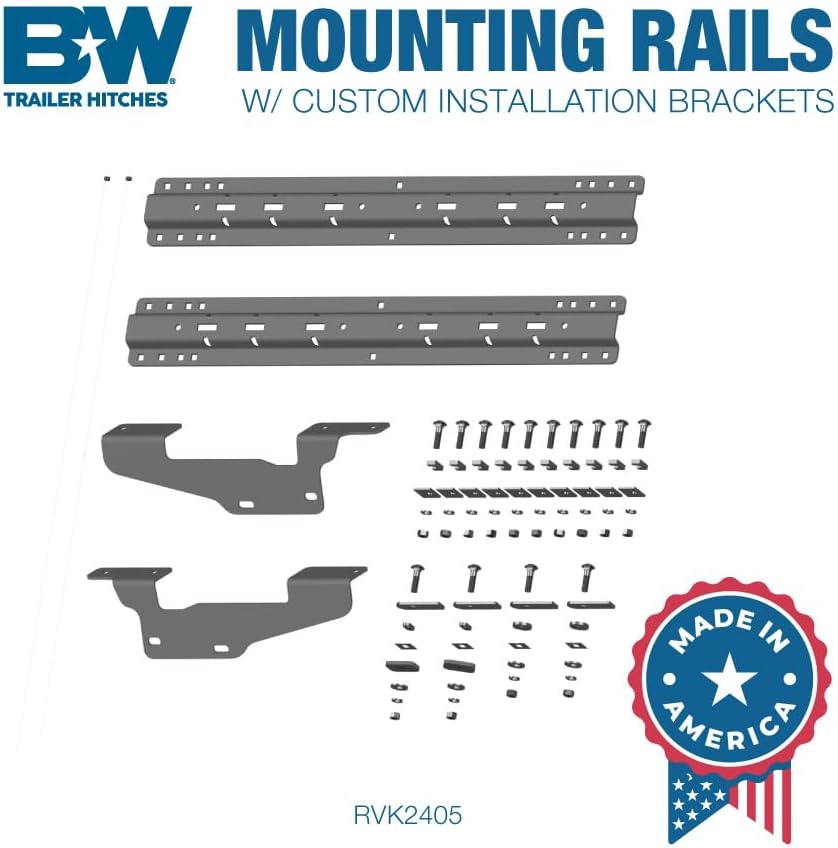 B&W Trailer Hitches Fifth Wheel Hitch Universal Mounting Rails with Custom Installation Brackets - RVK2405