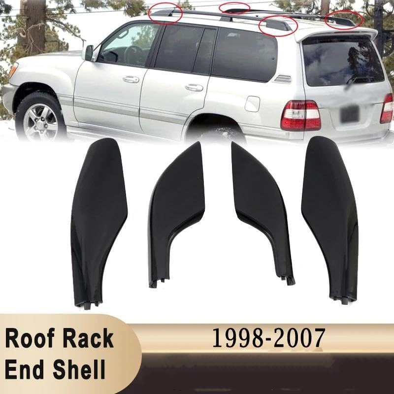Rooftop Cargo Carrier 4Pcs Roof Rack Shell Protective Cover Front Rear Roof Luggage Bar Rail End for Toyota for Land for Cruiser for LC100 1998-2007 Roof Racks Boxes