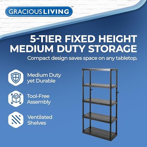gracious living 5 shelf fixed height ventilated medium, side view