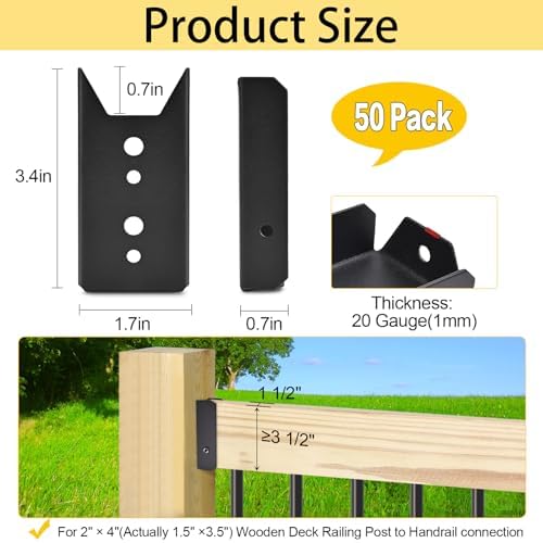 lukloy 50 pack 2x4 brackets for wood rail shown in use