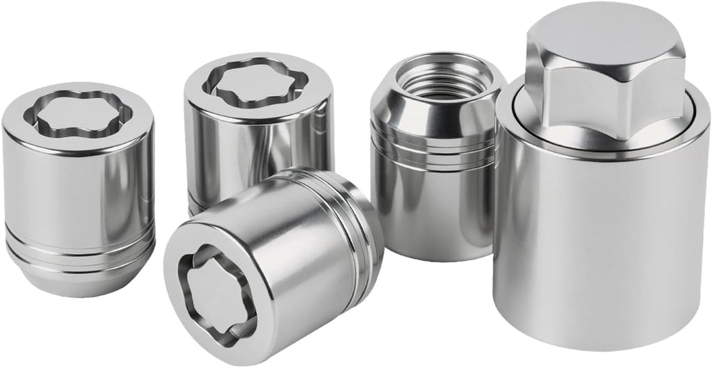 B321SFL001 5Pcs Anti-Theft Wheel Lock Lug Nut Set with Matching Key Socket Compatible with Subaru Vehicle 1990-2026 Forester Outback WRX BRZ Crosstrek Ascent Impreza Alloy Wheels, Chrome Finish