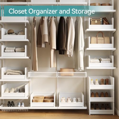 foucssomei closet storage organizer with wood frame & on a desk or shelf