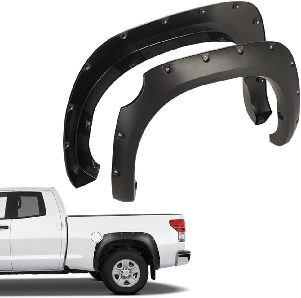 ANDPLAY Pocket-Riveted Fender Flares 4PCS Smooth Wheel Cover Protector | Compatible with Toyota Tundra 2007-2013, Paintable Matte Wheel Arch Cover Trim 5054781AB, AH 55054780A