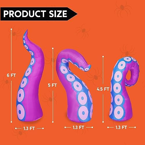 Joiedomi 3 Pcs Halloween Inflatables Octopus Tentacle Outdoor Window Decorati...