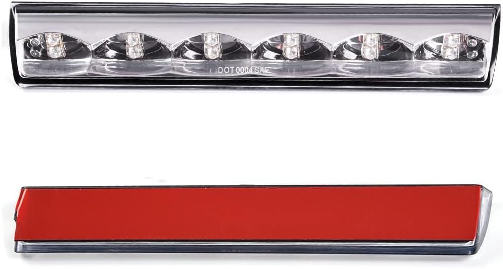 PIT66 LED 3rd Brake Light, Fit Truck Cap Topper Leer Are Century | LED Recessed 3rd Third Brake Light Lamp AT-LED-36R Clear Lens Chrome Housing