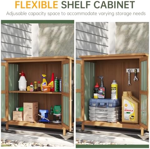 aoxun outdoor storage cabinet shed - wood &, side view
