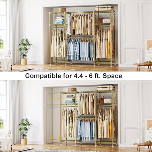 ulif e7 garment rack, heavy duty clothes storage, side view