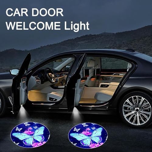 2PCS No Fade Car Door Lights,Butterfly Door Lights Logo Projector LED Shadow Light Welcome Lamp,Car Accessories Butterfly Gifts for Women,Suitable for All Brands Vehicles Motorcycle