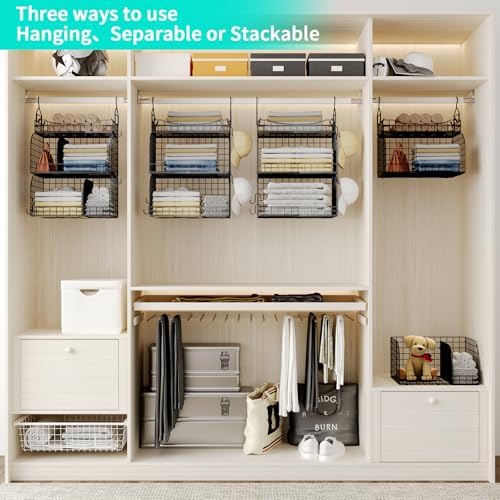 hapirm hanging closet organizer storage - 3 tier, side view