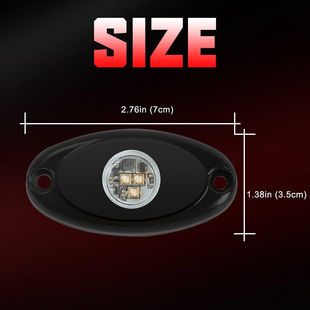 SUNPIE 12 Pods Red Rock Lights Kits for Off Road Truck Car ATV SUV Motorcycle Under Body Glow Light Lamp Trail Fender Lighting, Extension Wires Provided(Red)