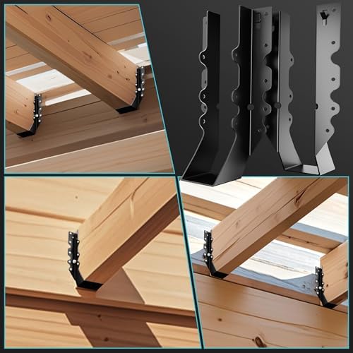 black joist hangers 2x10, 18 gauge rafter brackets, front angle view