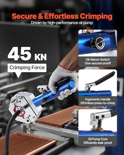 vevor hydraulic hose crimper, hydra-krimp ac hose crimper, close-up detail
