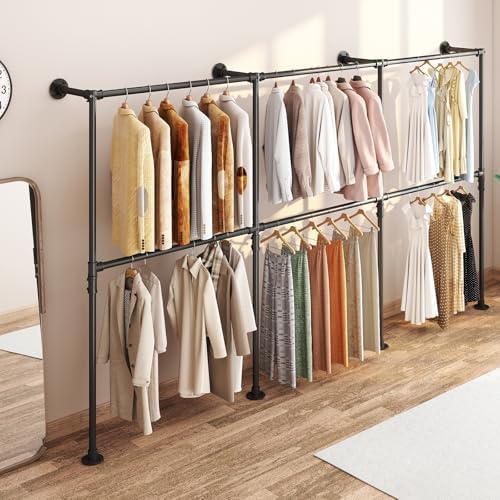 kelixu 114.4" industrial pipe clothing rack for wall, package contents