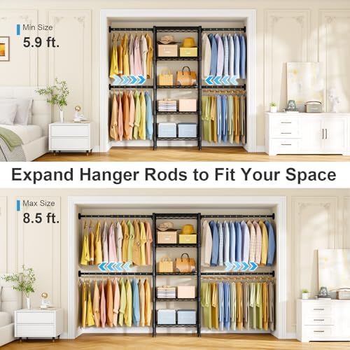 ulif m2 wall mounted closet system, black clothes shown in use