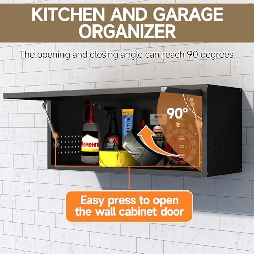 coolsun metal wall cabinet, 12.6" h garage wall showing dimensions