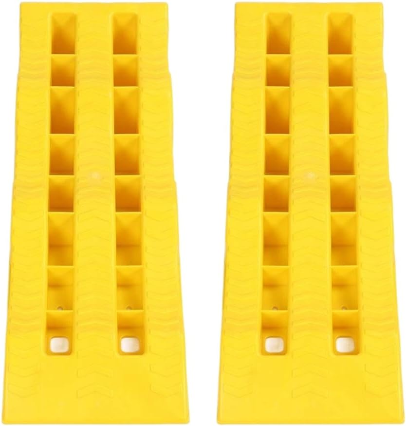 Motorhome Leveling Ramps 2Pcs 3 Stage Yellow Trailer Camper Wheel Chocks for Stabilizing Uneven Ground Parking