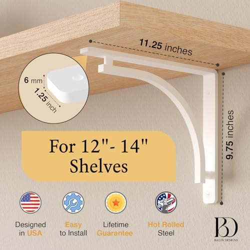 classic white heavy duty shelf brackets 12 inch shown in use