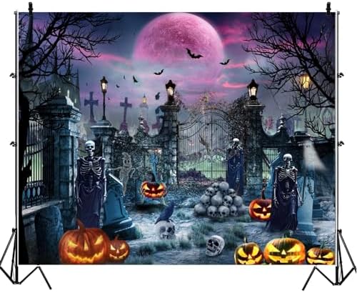Halloween Backdrops for Photography 10x8ft Scary Night Cemetery Backdrop