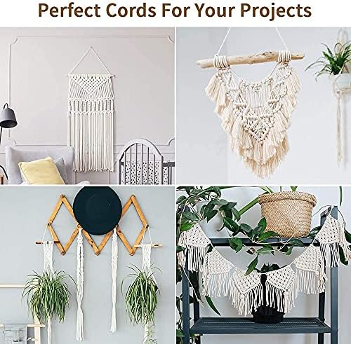 HOMEBOBO Macrame Cord 3mm x 220Yards (656Feet),Natural Cotton Macrame Rope - 4 Strands Twisted Macrame Cotton Cord for Wall Hanging,Plant Hangers,Crafts,Gift Wrapping and Wedding Decorations,Black