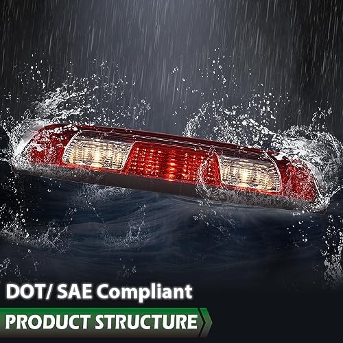GRAND ORANGE Third Brake Compatible with Chevy Silverado GMC Sierra 1500 2500 3500 2015-2021 High Mount Stop Light Cargo Lamp 84900397,2350916 Red Lens