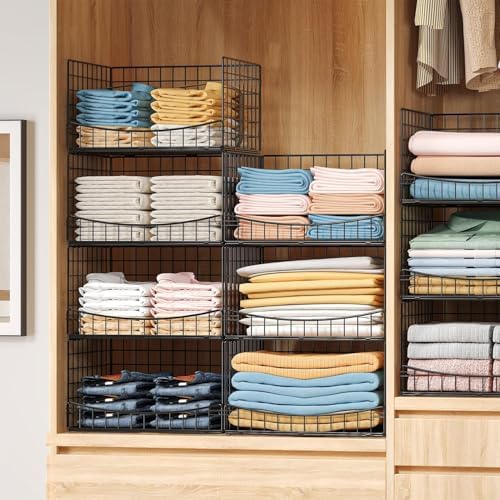 hongtamoya 4-tier closet organizers and storage basket, wider shown in use