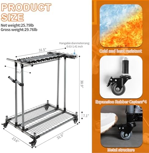 garden tool storage rack with wheels heavy-duty organizer on a desk or shelf