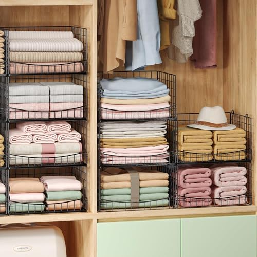 hongtamoya 4-tier closet organizers and storage basket, wider on a desk or shelf
