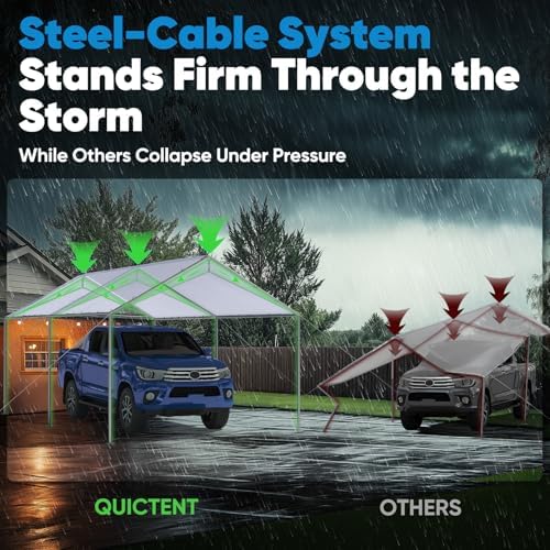 quictent 10x15 ft heavy duty car canopy galvanized shown in use