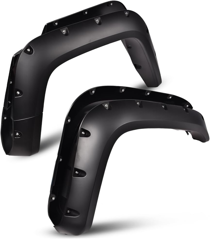 ANDPLAY Fender Flares 4pcs Compatible With Toyota FJ Cruiser 2007 2008 2009 2010 2011 2012 2013 2014, Black Wheel Cover Protector Smooth Pocket Riveted Style