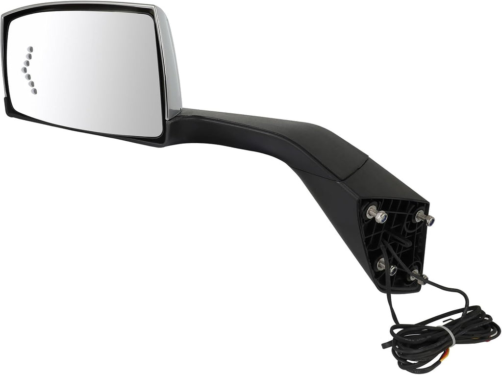 Driver Side Truck Hood Mirror Fits 2004-2018 for Volvo VNL/VN Series, Manual Control View Mirror with Turn Signal Light